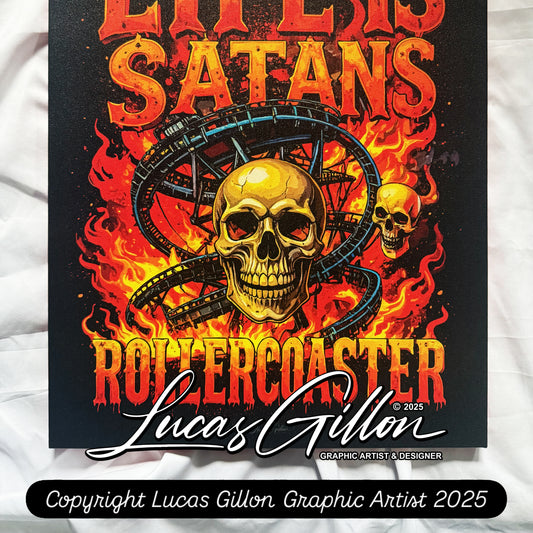 16 x 20 inch Canvas Concept Art "Life is Satan's Rollercoaster" by Artist and Designer Lucas Gillon