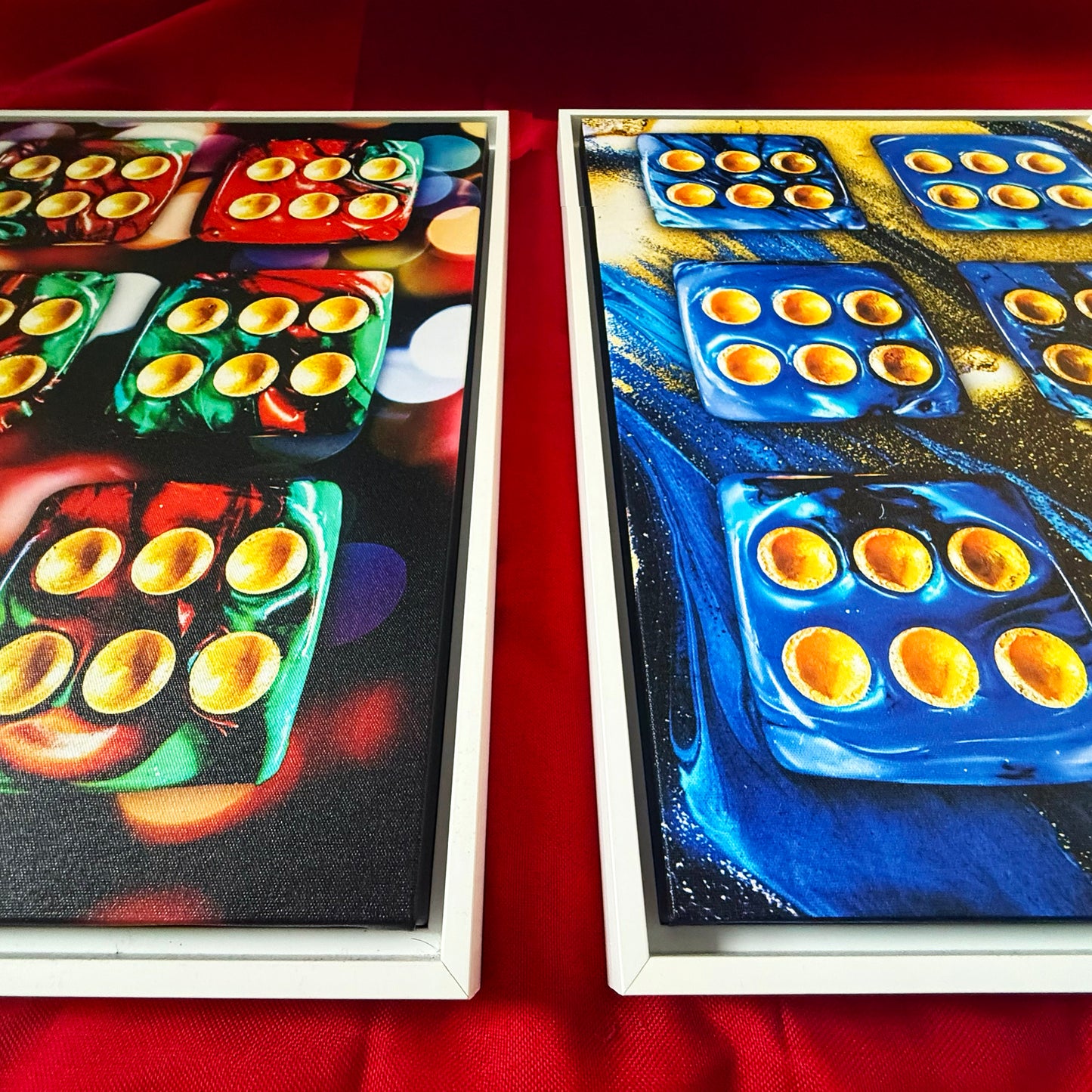 Set of Two Premium Framed Canvas Numerology Dice Symbolic Arts "Set of 2x 6x6 Dice V. No #3" by Artist Lucas Gillon