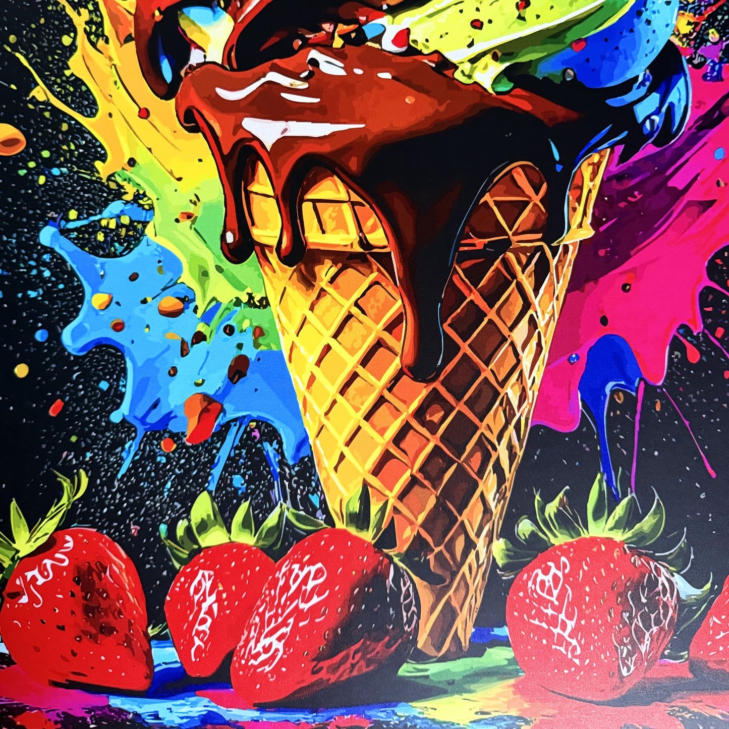 Set of Two Large Premium Framed Pop Artworks "Pop Art Ice Creams V. No #3" by Artist and Designer Lucas Gillon