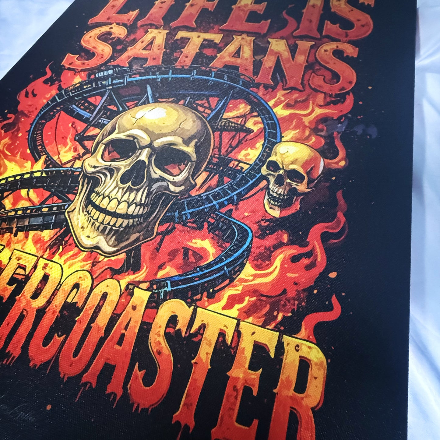 16 x 20 inch Canvas Concept Art "Life is Satan's Rollercoaster" by Artist and Designer Lucas Gillon