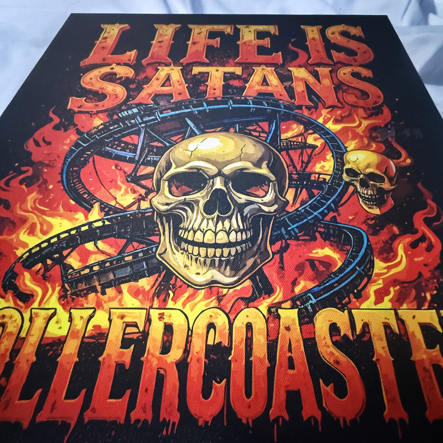 16 x 20 inch Canvas Concept Art "Life is Satan's Rollercoaster" by Artist and Designer Lucas Gillon