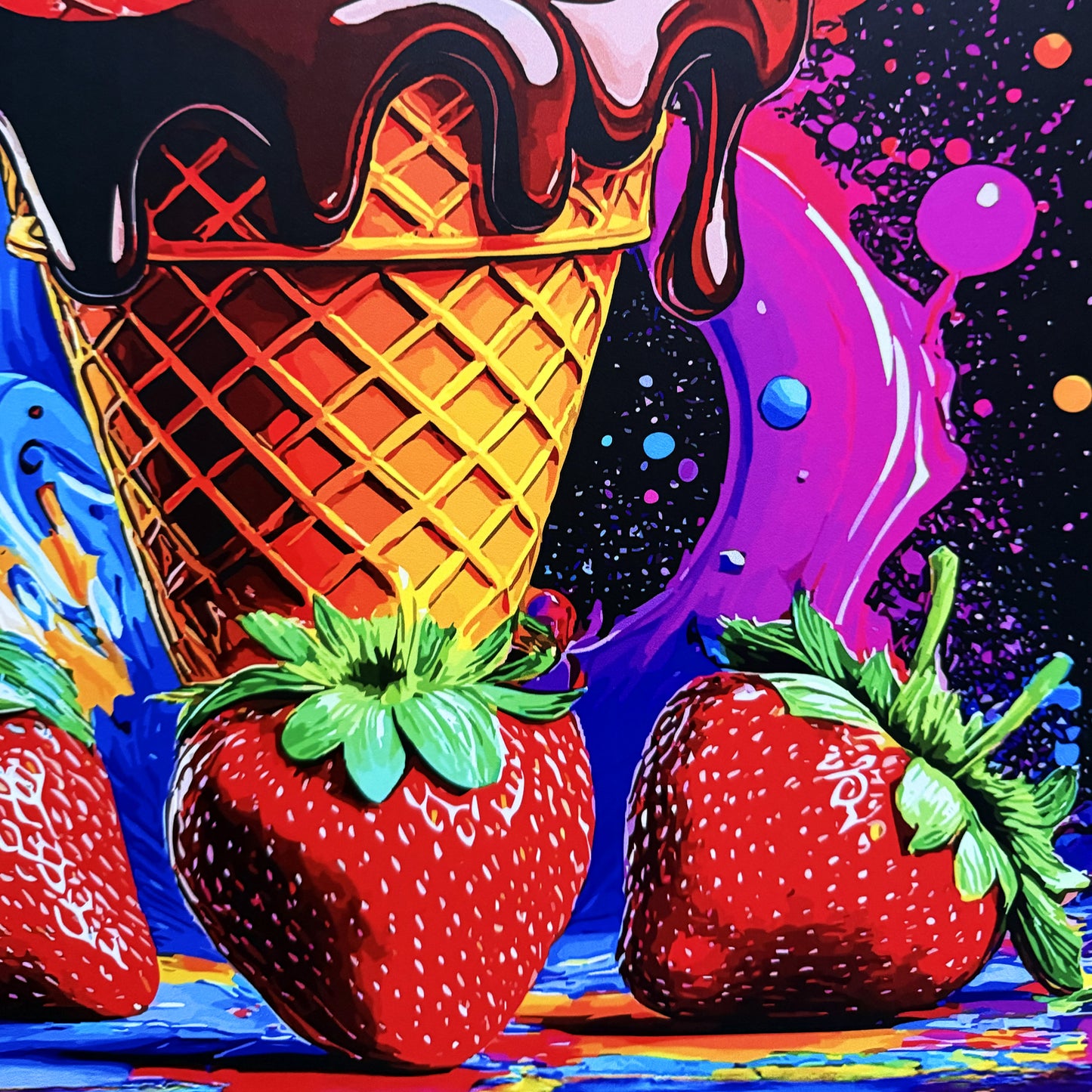 Set of Two Large Premium Framed Pop Artworks "Pop Art Ice Creams V. No #3" by Artist and Designer Lucas Gillon