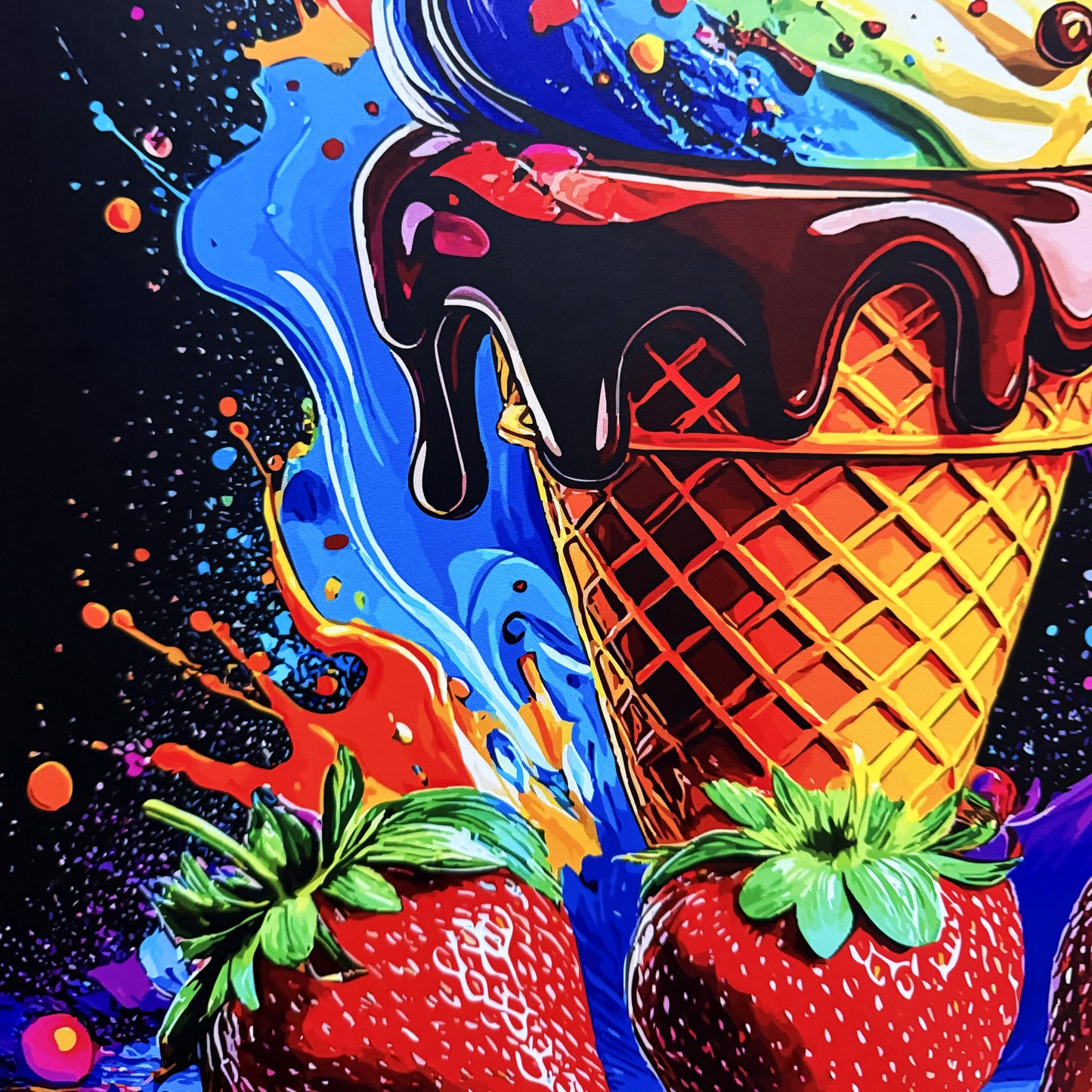 Set of Two Large Premium Framed Pop Artworks "Pop Art Ice Creams V. No #3" by Artist and Designer Lucas Gillon