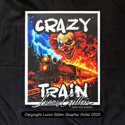 16 x 20 & 24 x 30 inch Canvas Concept Art "Crazy Train" by Artist and Designer Lucas Gillon