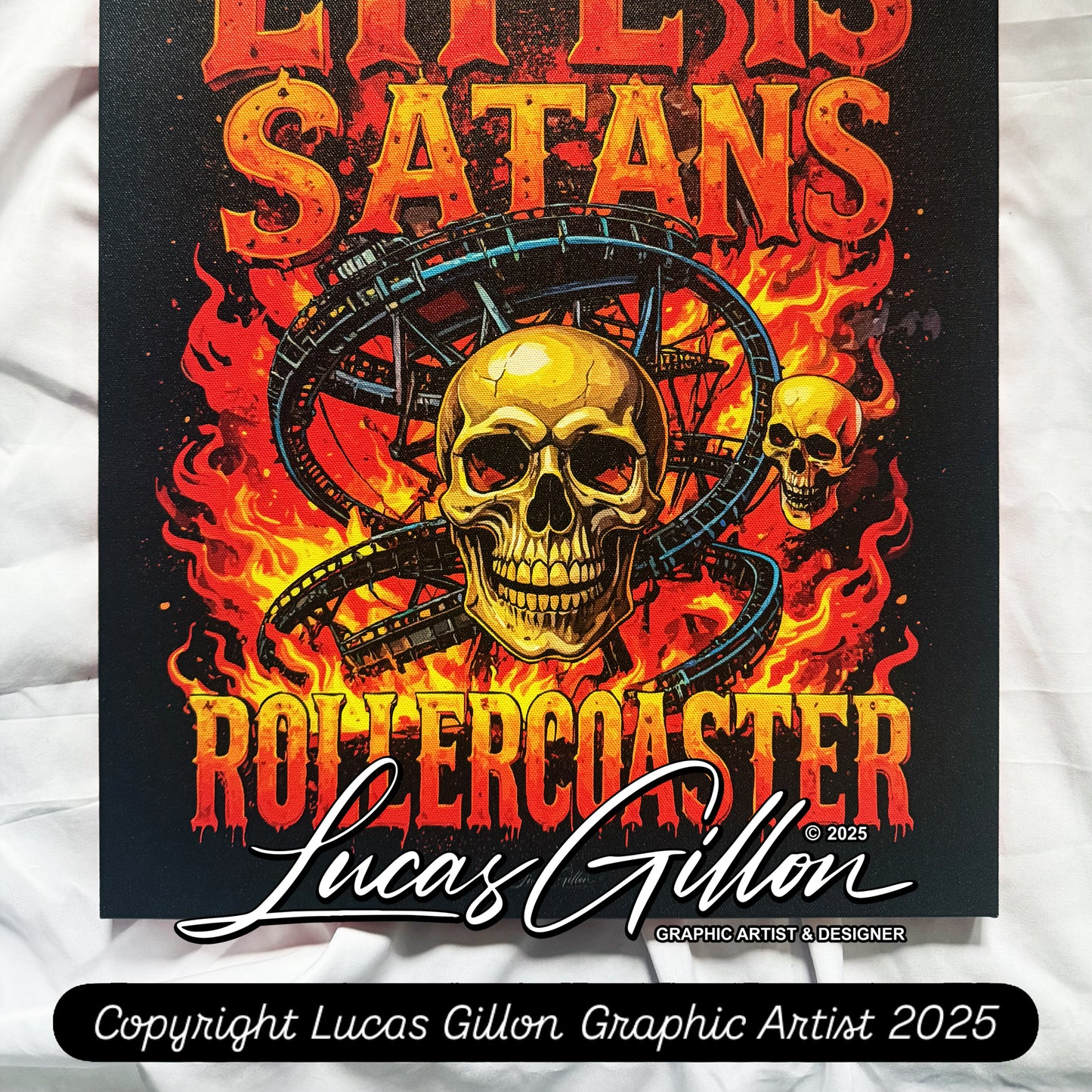 16 x 20 inch Canvas Concept Art "Life is Satan's Rollercoaster" by Artist and Designer Lucas Gillon