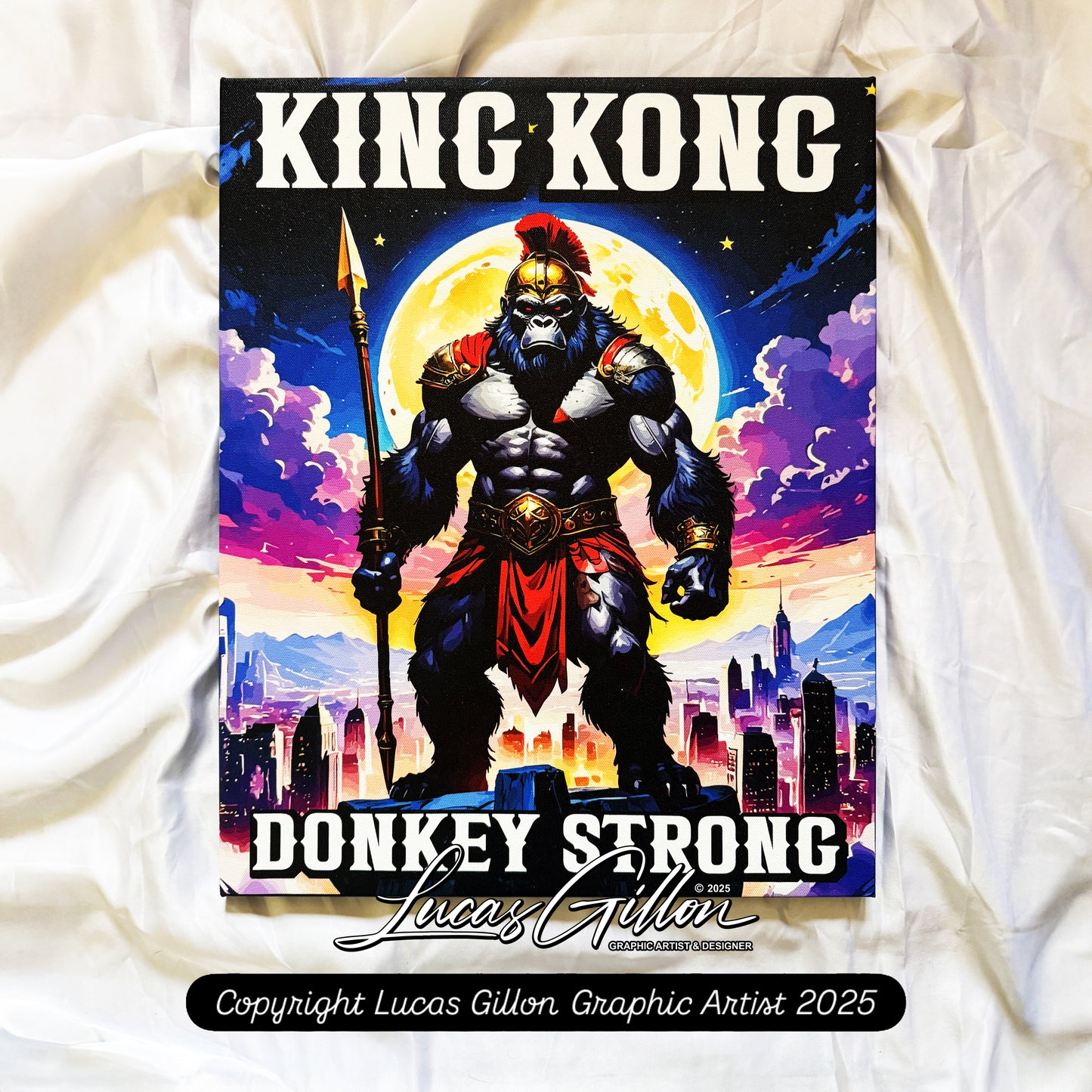 16 x 20 & 24 x 30 inch Canvas Concept Art "King Kong Donkey Strong" by Artist and Designer Lucas Gillon