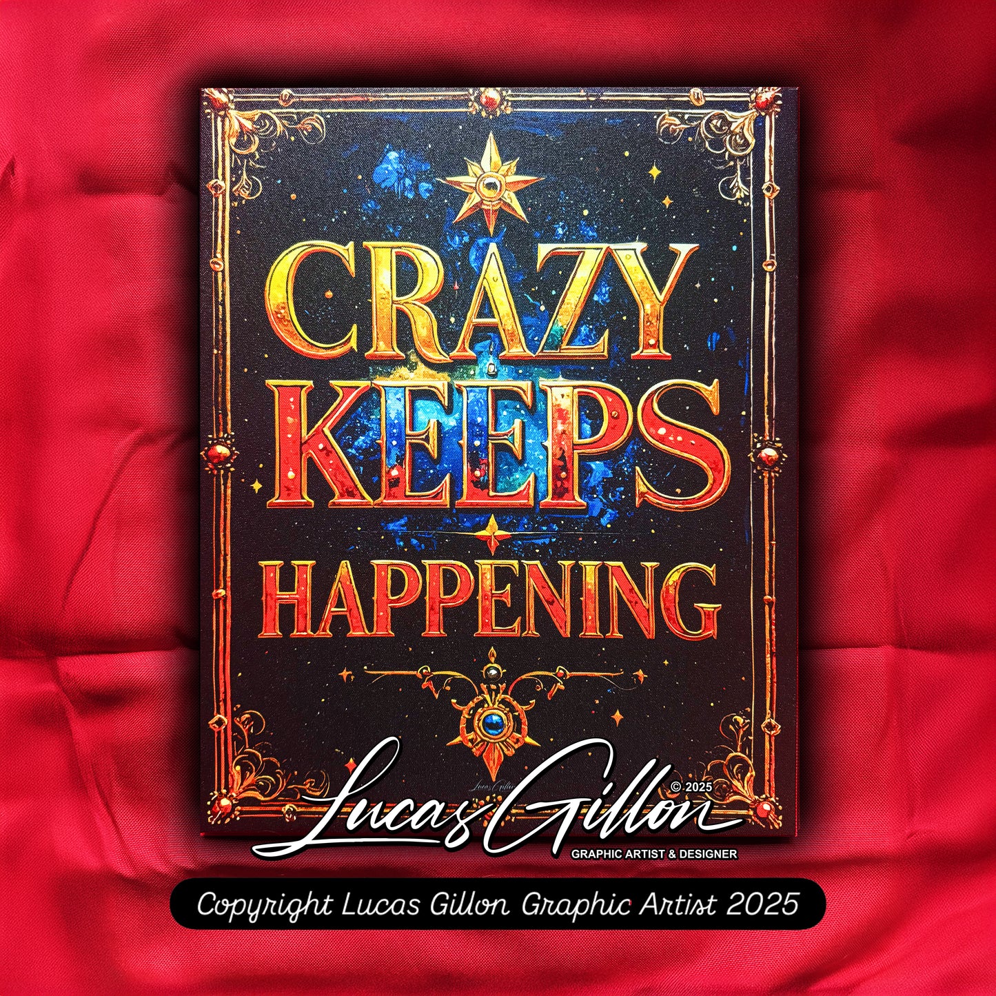16 x 20 inch Canvas Concept Art "Crazy Keeps Happening" by Artist and Designer Lucas Gillon