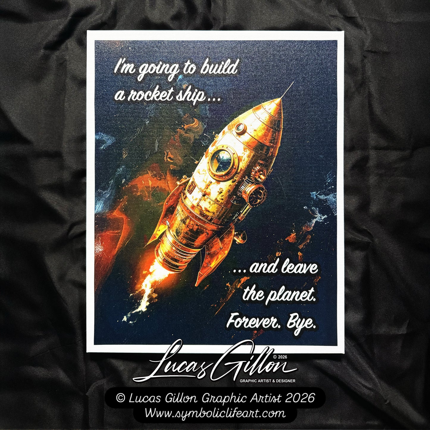 24 x 30 & 16 x 20 inch Canvas Concept Art "I'm Going To Build a Rocket Ship" by Artist and Designer Lucas Gillon
