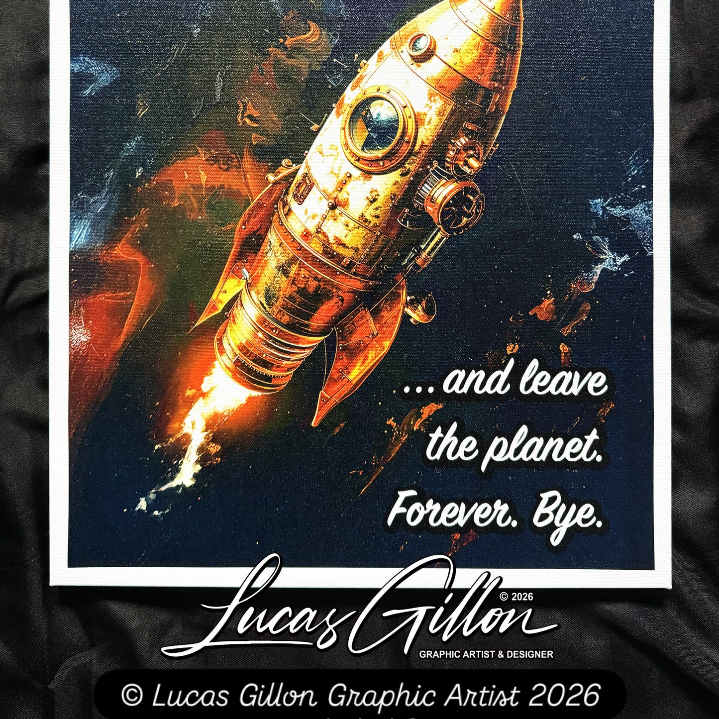 24 x 30 & 16 x 20 inch Canvas Concept Art "I'm Going To Build a Rocket Ship" by Artist and Designer Lucas Gillon