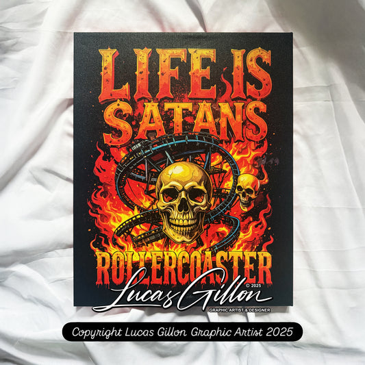 16 x 20 inch Canvas Concept Art "Life is Satan's Rollercoaster" by Artist and Designer Lucas Gillon