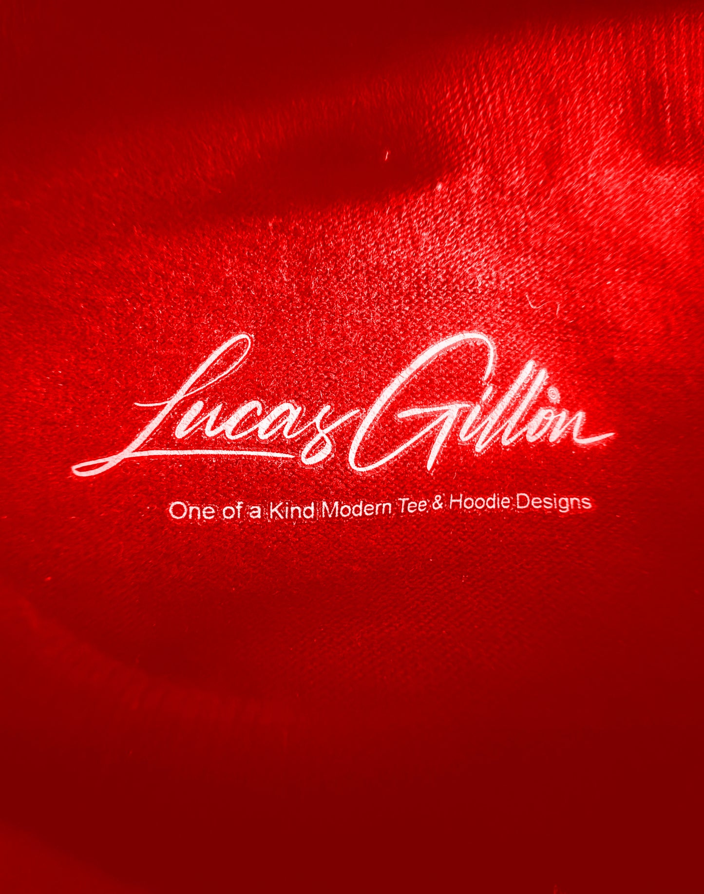 Red Unisex Premium Heavyweight Back-Design Tee "A Man is Happiest When He Builds" by Designer and Artist Lucas Gillon