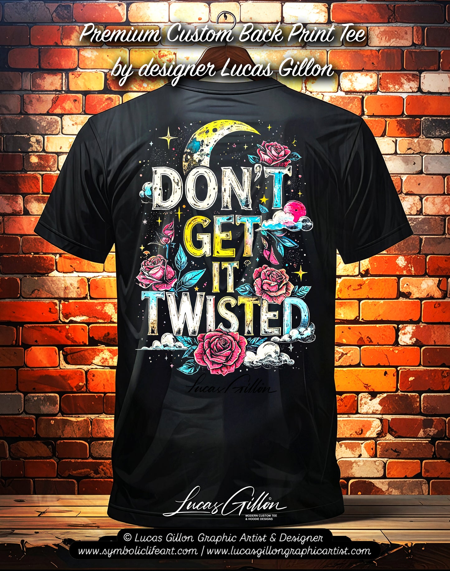 Unisex Premium Original Heavyweight Back-Design Tee "Don't Get It Twisted" by Designer and Artist Lucas Gillon