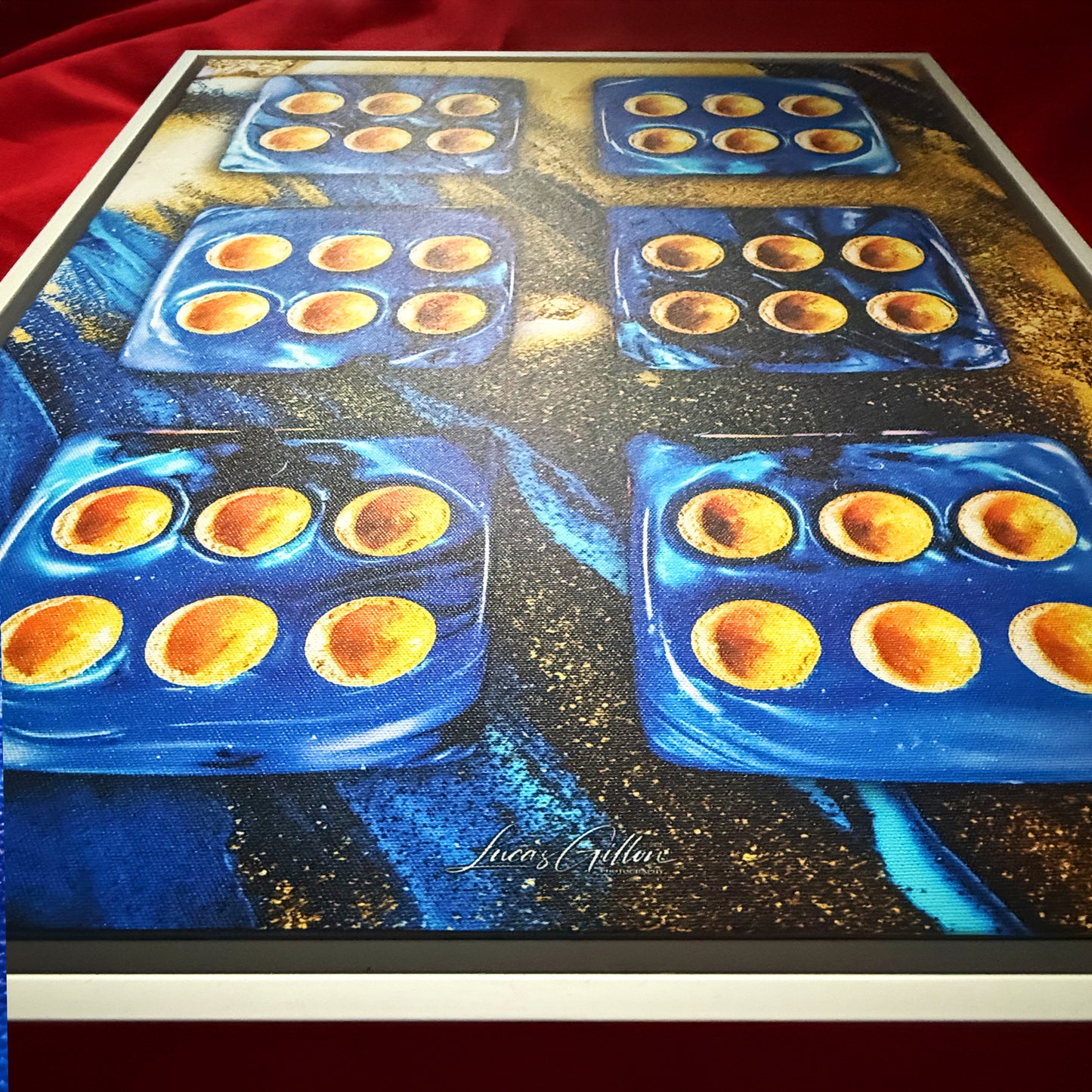 Set of Two Premium Framed Canvas Numerology Dice Symbolic Arts "Set of 2x 6x6 Dice V. No #3" by Artist Lucas Gillon