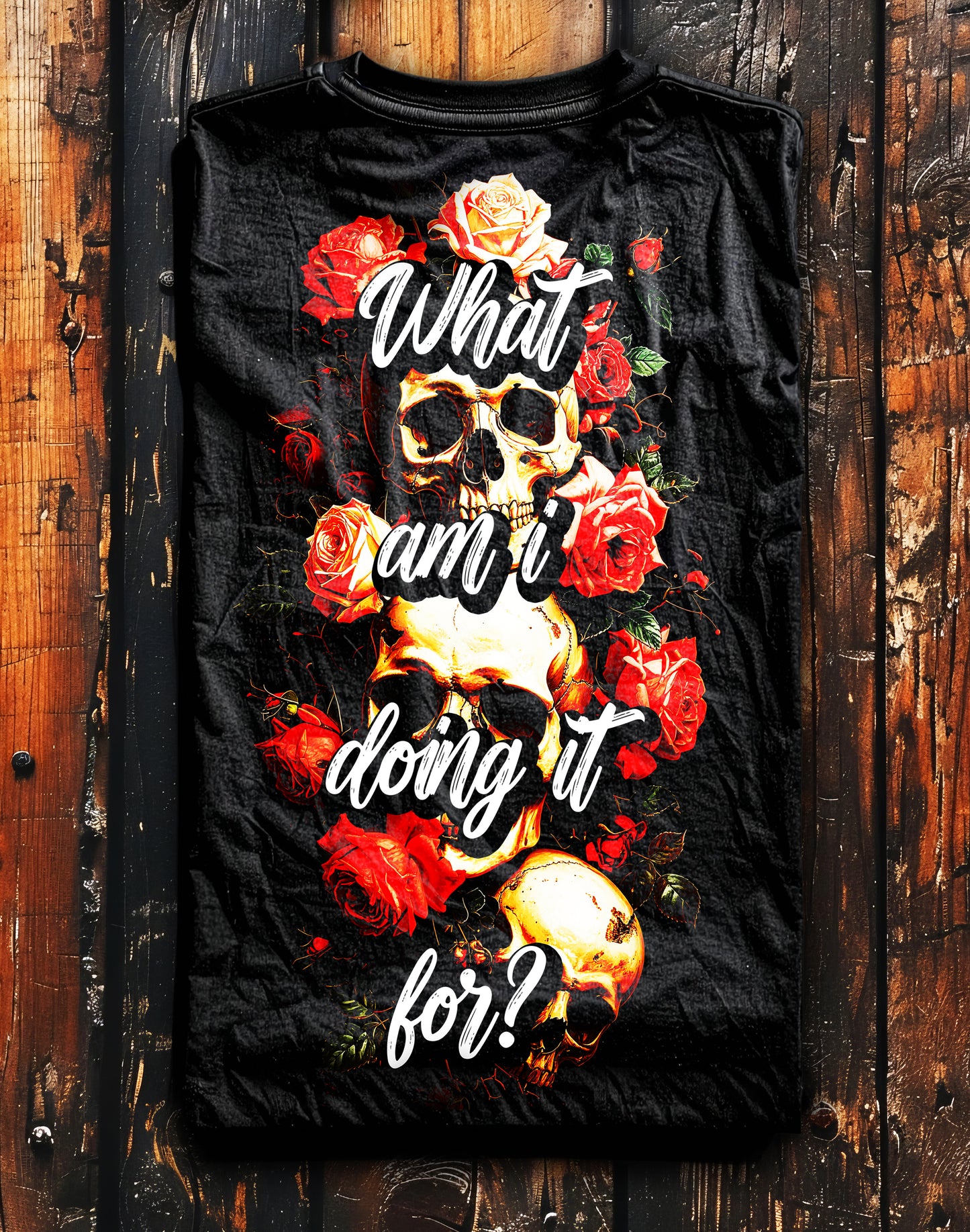 Unisex Premium Original Heavyweight Back-Design Tee "What Am I Doing It For?" by Designer and Artist Lucas Gillon